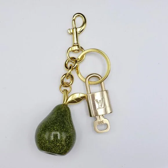 Authentic Louis Vuitton Lock & Key with Unbranded Avocado Charm, Keychain - Picture 5 of 10